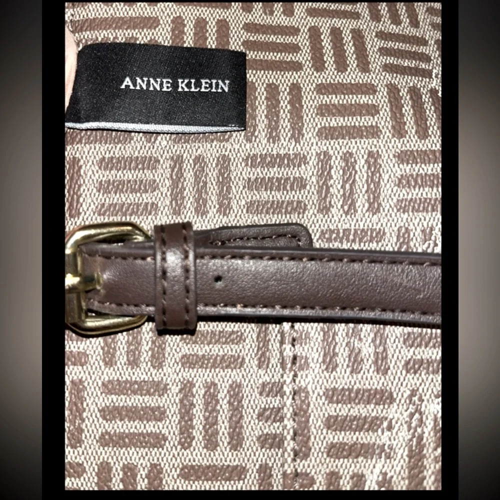 Anne Klein Lion Logo Satchel Shoulder/Handle Khaki/Brown Handbag Purse W/Wallet